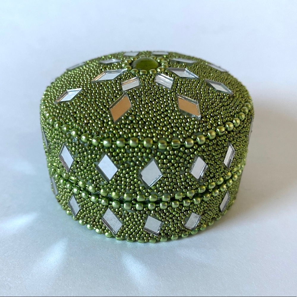 Indian-Inspired Beaded Small Jewelry Box/Tin